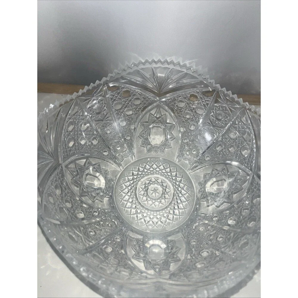 Vintage Cut Crystal Bowl/Salad/decirative Piece/ David Star/9inch Diameter